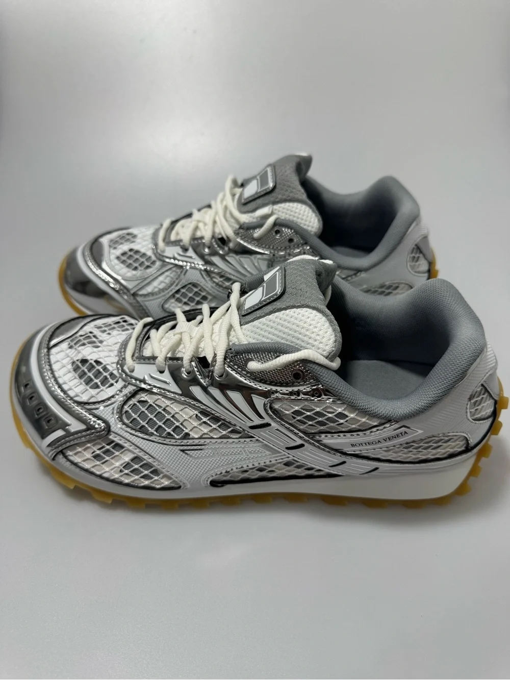 Bottega Veneta Orbit Sneakers Silver White Men’s Size EU 45